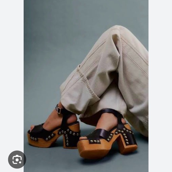 Free People Shoes - Free people Cecily Cecelia clog black leather stud heel